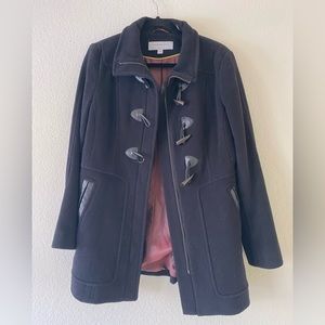 Marc New York Andrew Marc black wool and cashmere toggle pea coat, Sz 8